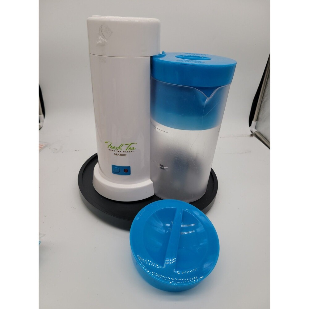 Mr Coffee Fresh Iced Tea Pot 2 Quart Pitcher & Lid Maker Brewer Blue Teal WORKS